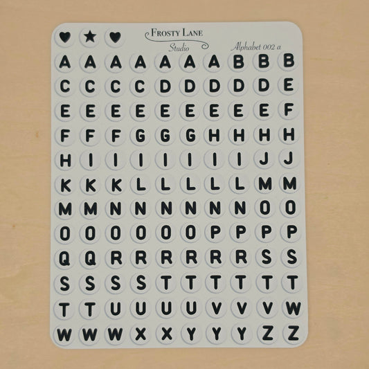 Alphabet 002.a black letters and white circle