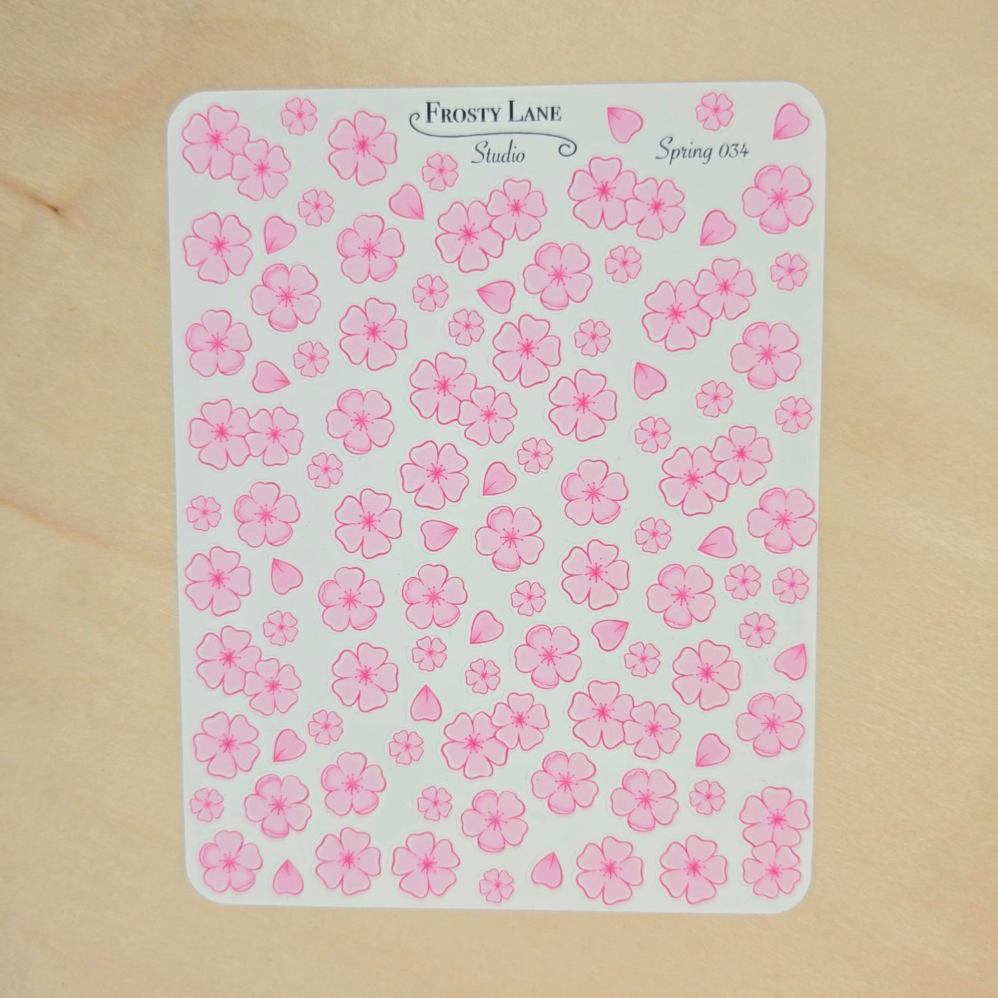 Spring034. Mini Pink Blossom Sticker Sheet