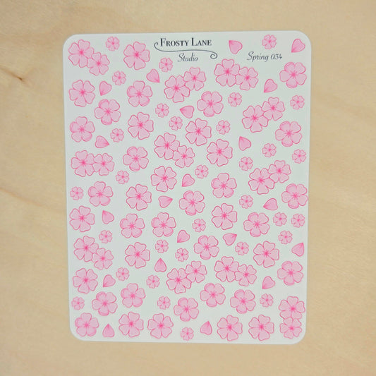 Spring034. Mini Pink Blossom Sticker Sheet