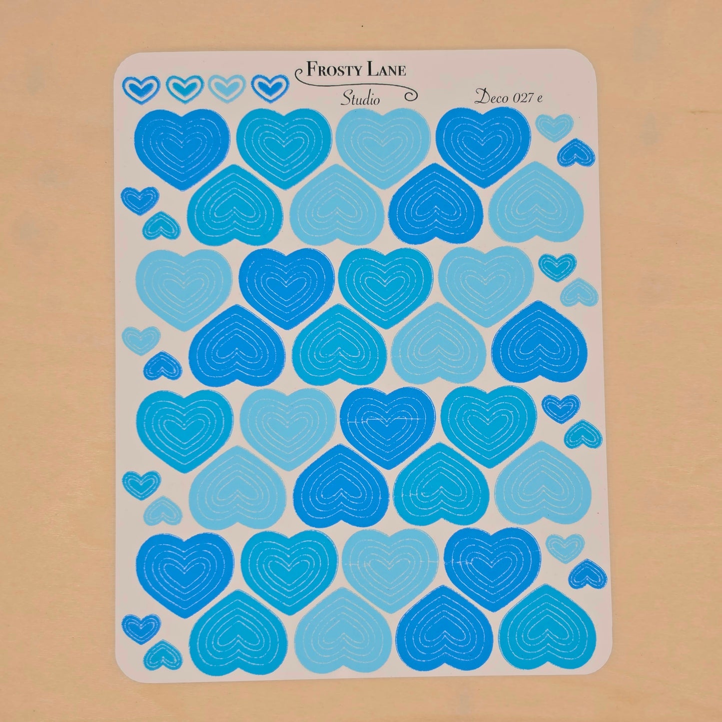 Deco027.e. Blue Heart Outline Sticker Sheet