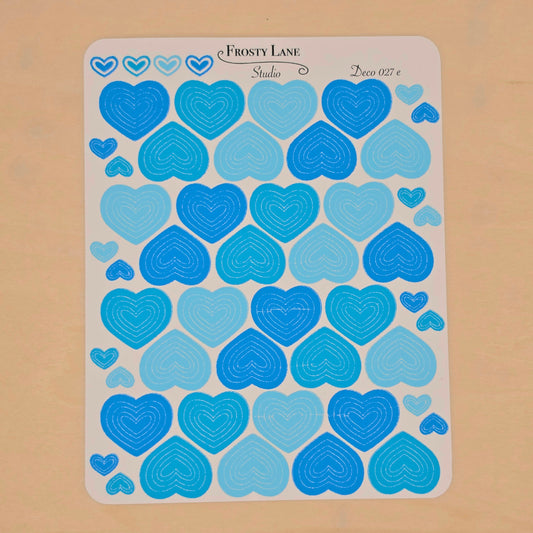 Deco027.e. Blue Heart Outline Sticker Sheet