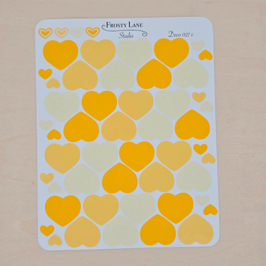 Deco027.c. Yellow Heart Outline Sticker Sheet