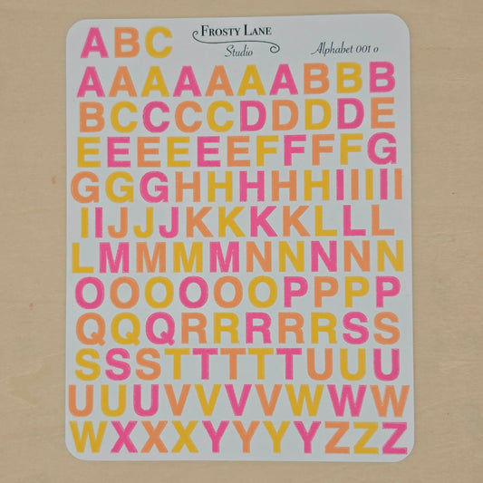 Alphabet 001.o. pink orange yellow