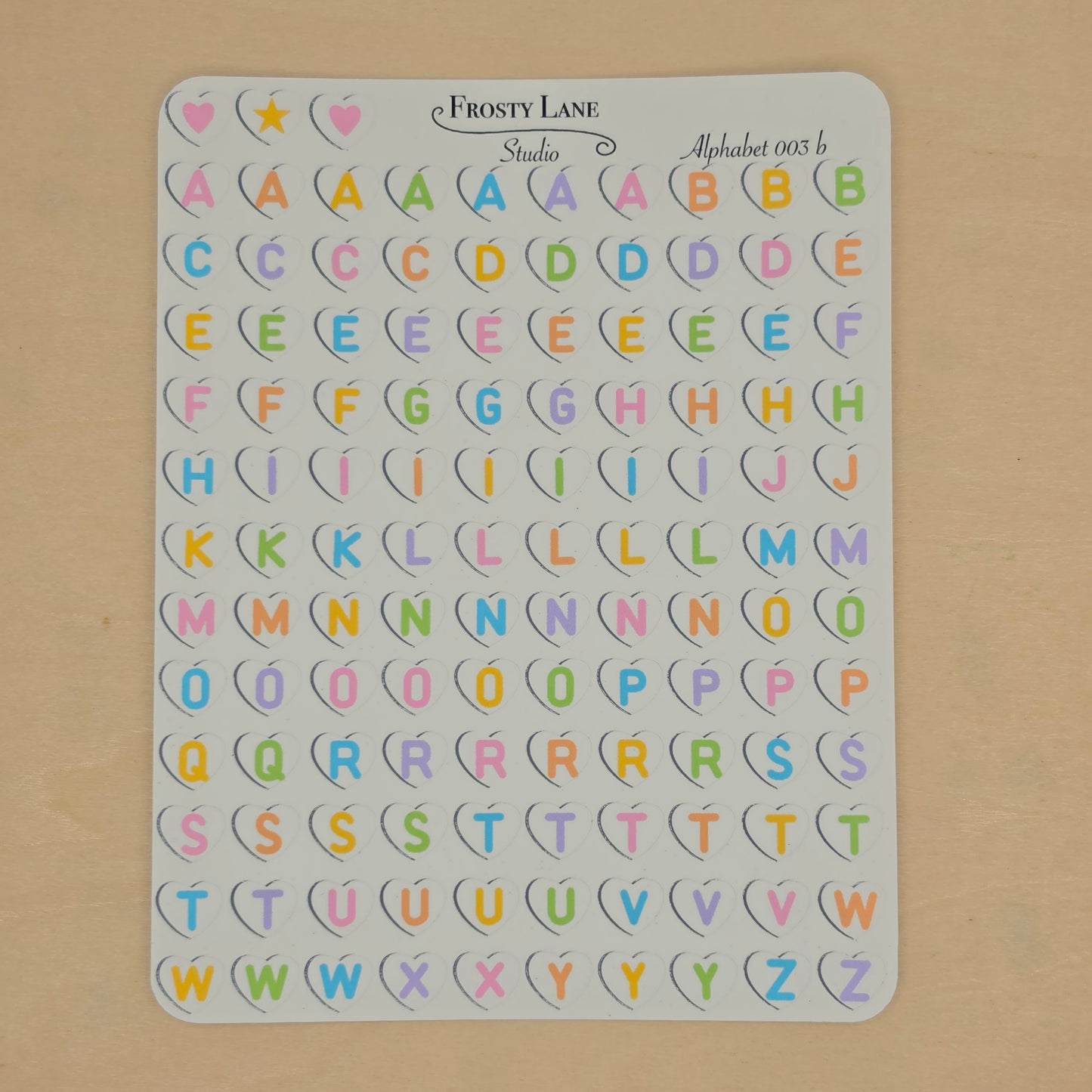 Alphabet 003.b rainbow letters and white heart