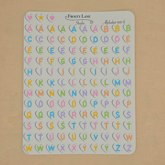Alphabet 003.b rainbow letters and white heart