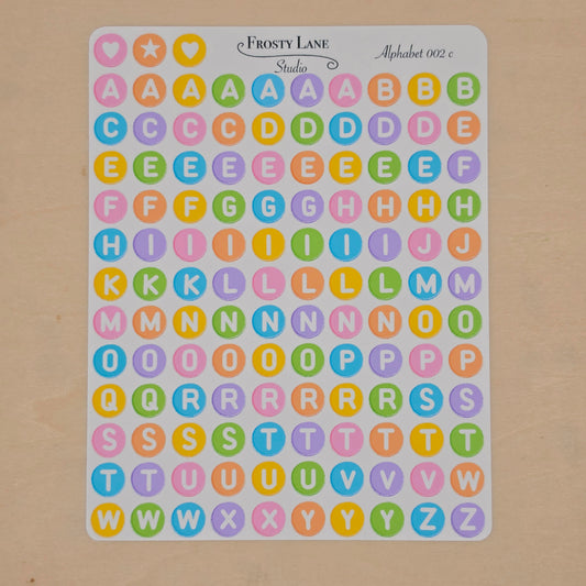 Alphabet 002.c. white letters and rainbow circle