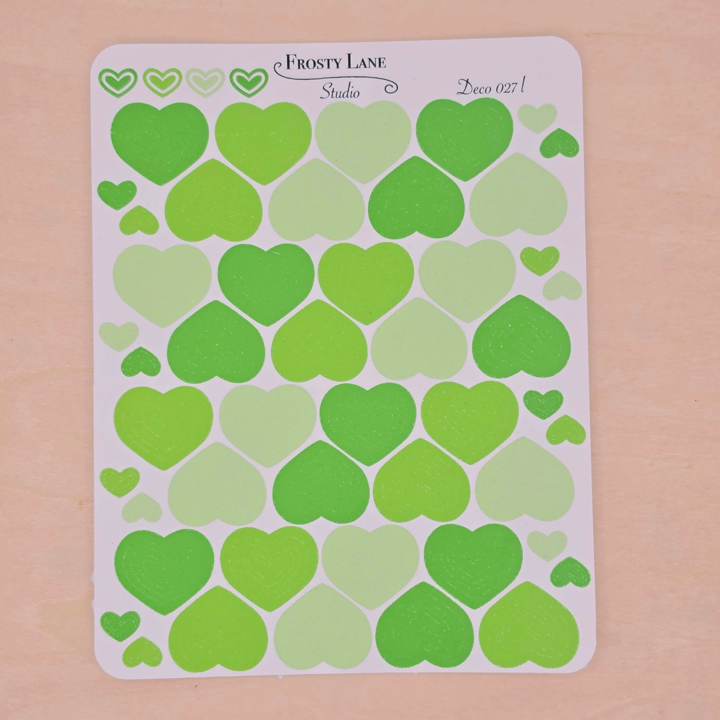 Deco027.l. Lime Heart Outline Sticker Sheet