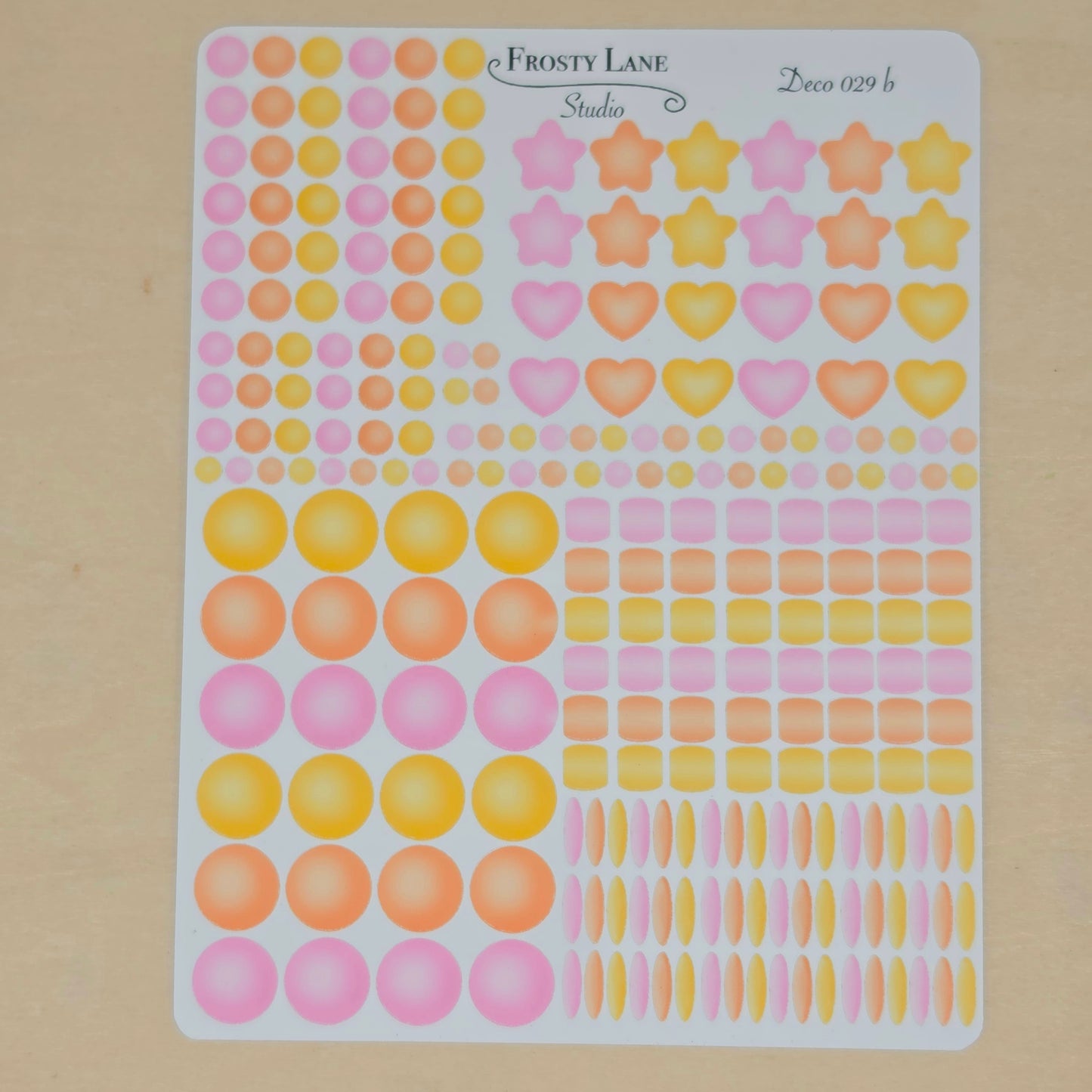 Deco029.b. pink, yellow, orange Beads Sticker Sheet