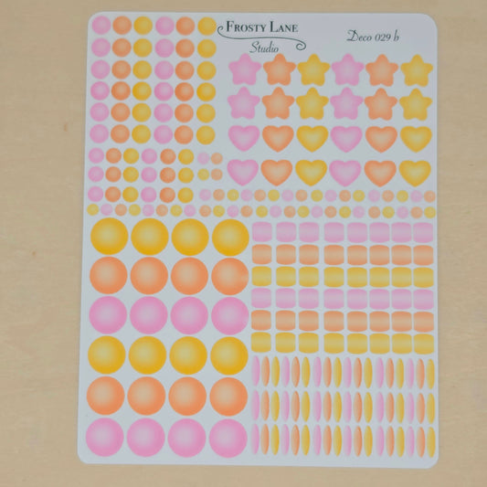 Deco029.b. pink, yellow, orange Beads Sticker Sheet