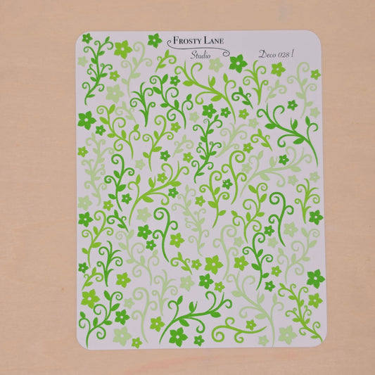 Deco028.l. Lime Vines Sticker Sheet