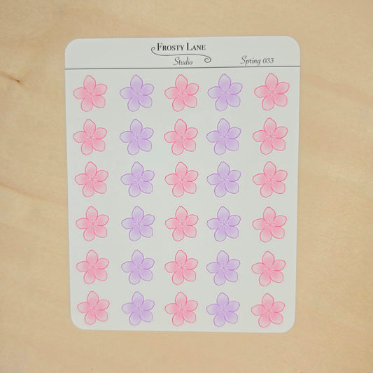 Spring033. Mini Pink and Purple Cherry Blossom Sticker Sheet
