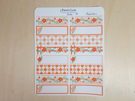 Floral 001 E. Orange Florals Mini Notes & Washi Sticker Sheets