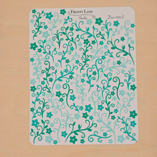 Deco028.d. Green Vines Sticker Sheet