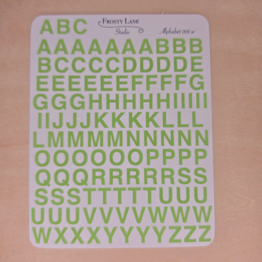 Alphabet 001.w. pastel green