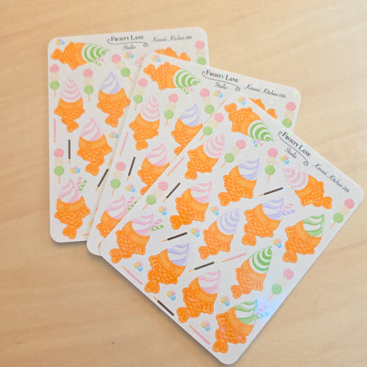 Kawaii Kitchen 014. Taiyaki Ice Cream Sticker Sheet