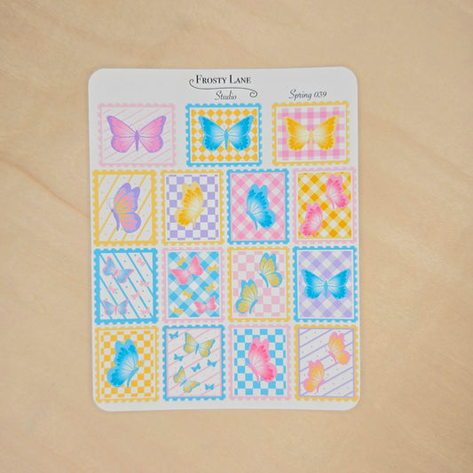 Spring039. Butterfly Stamp Sticker Sheet