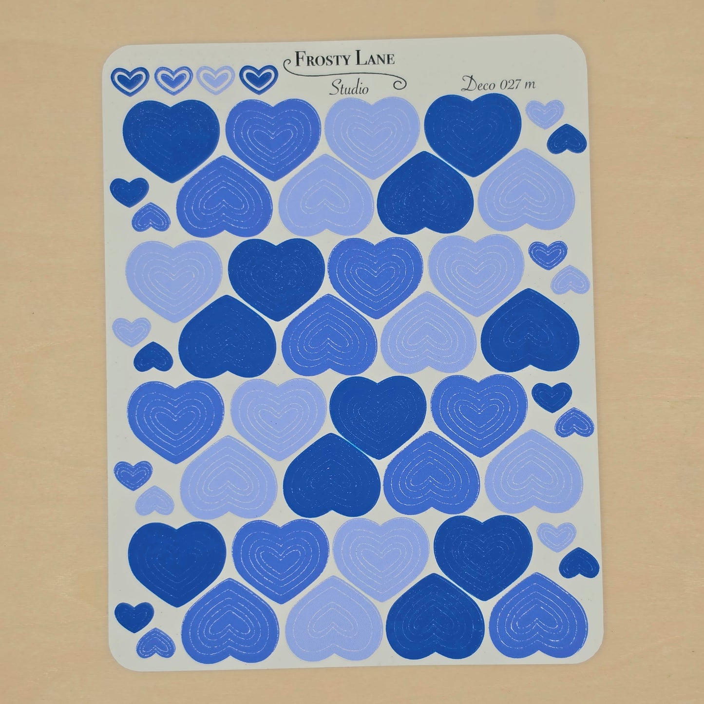 Deco027.m. royal Blue Heart Outline Sticker Sheet