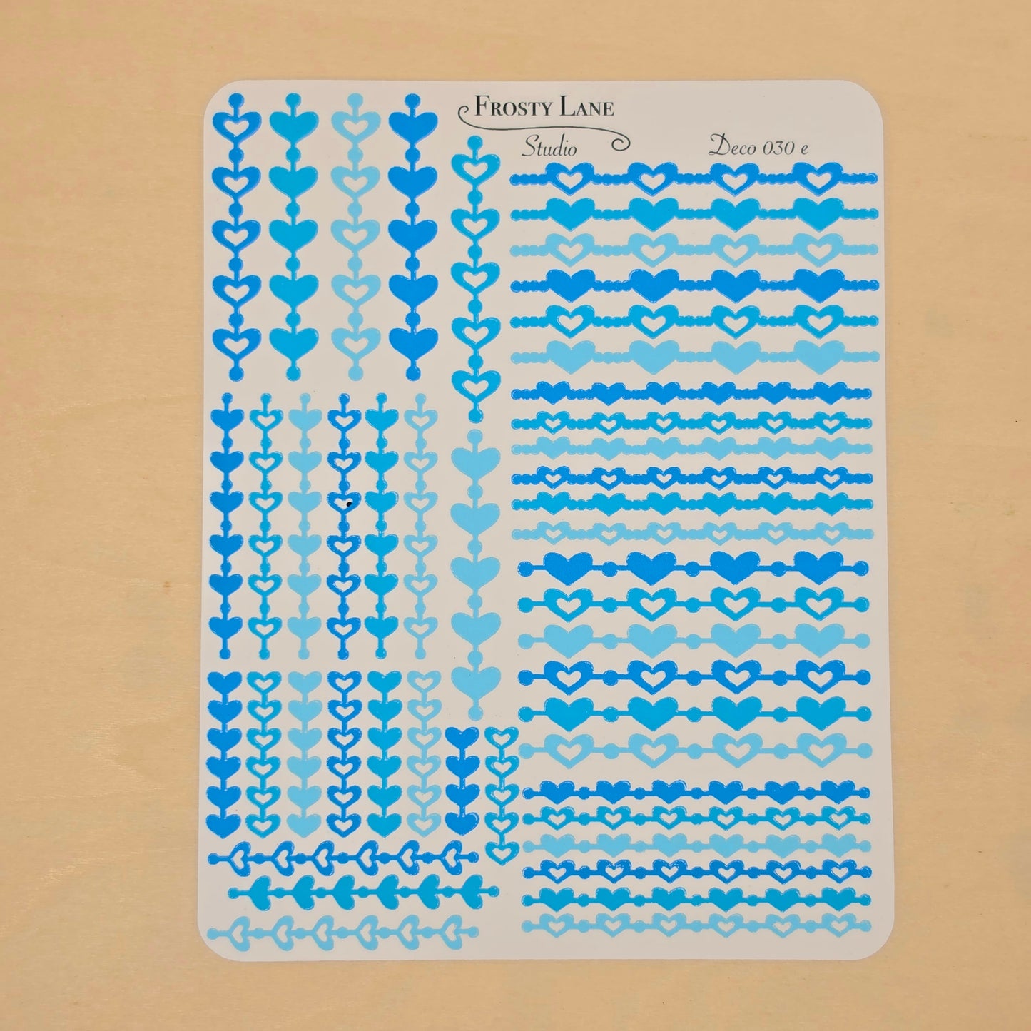 Deco030.e. Blue Heart Chain Sticker Sheet