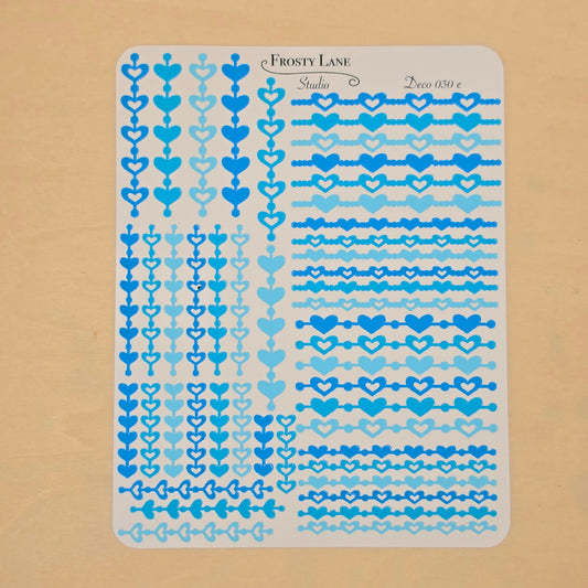 Deco030.e. Blue Heart Chain Sticker Sheet