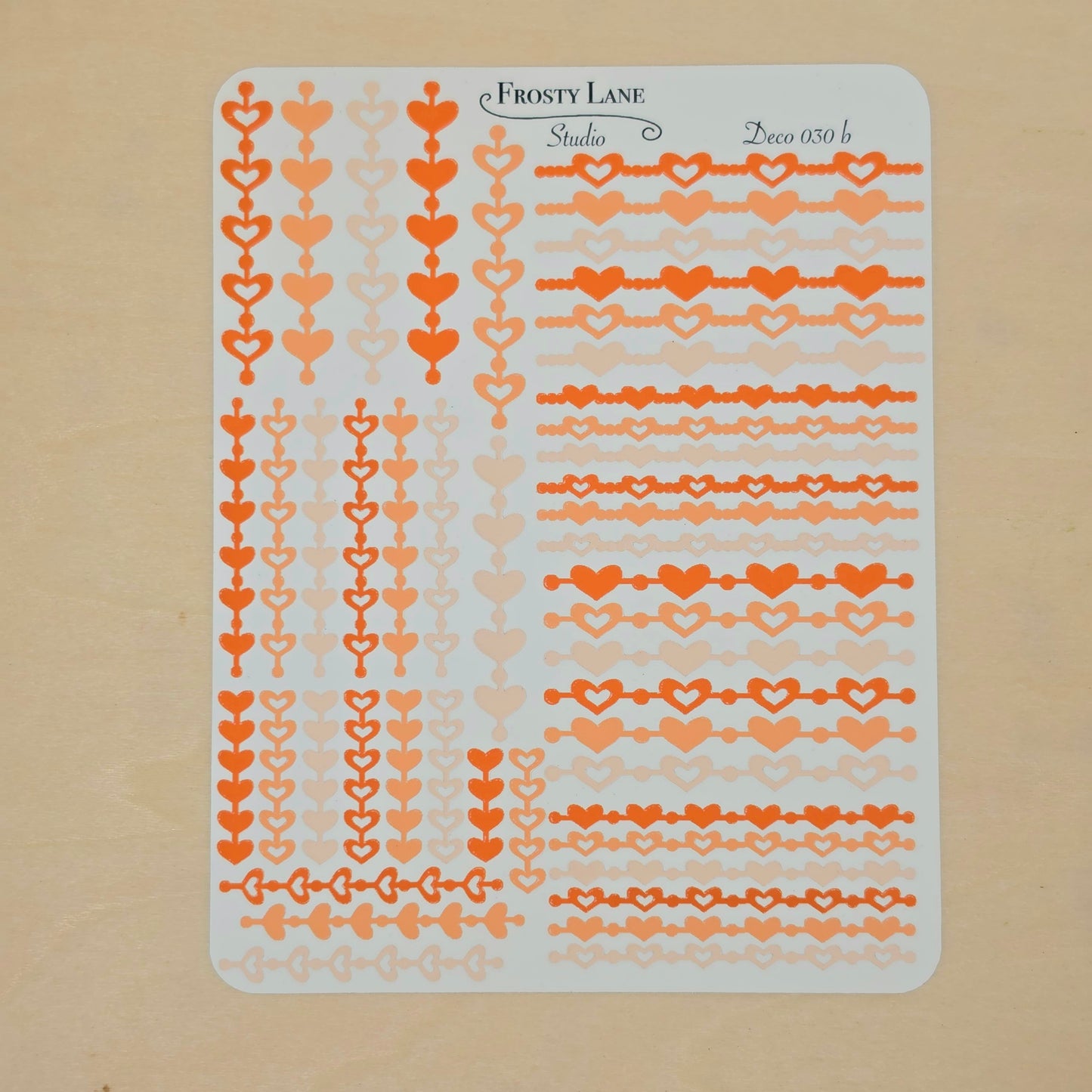 Deco030.b. Orange Heart Chain Sticker Sheet