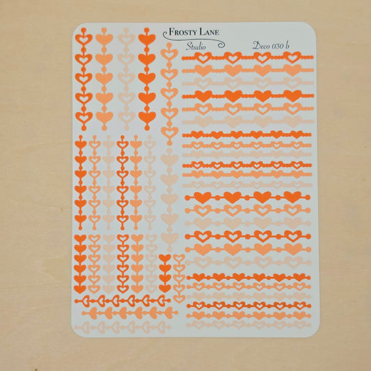 Deco030.b. Orange Heart Chain Sticker Sheet