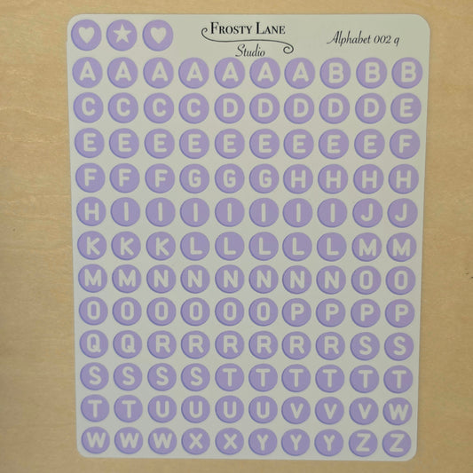 Alphabet 002.q. white letters and purple circle