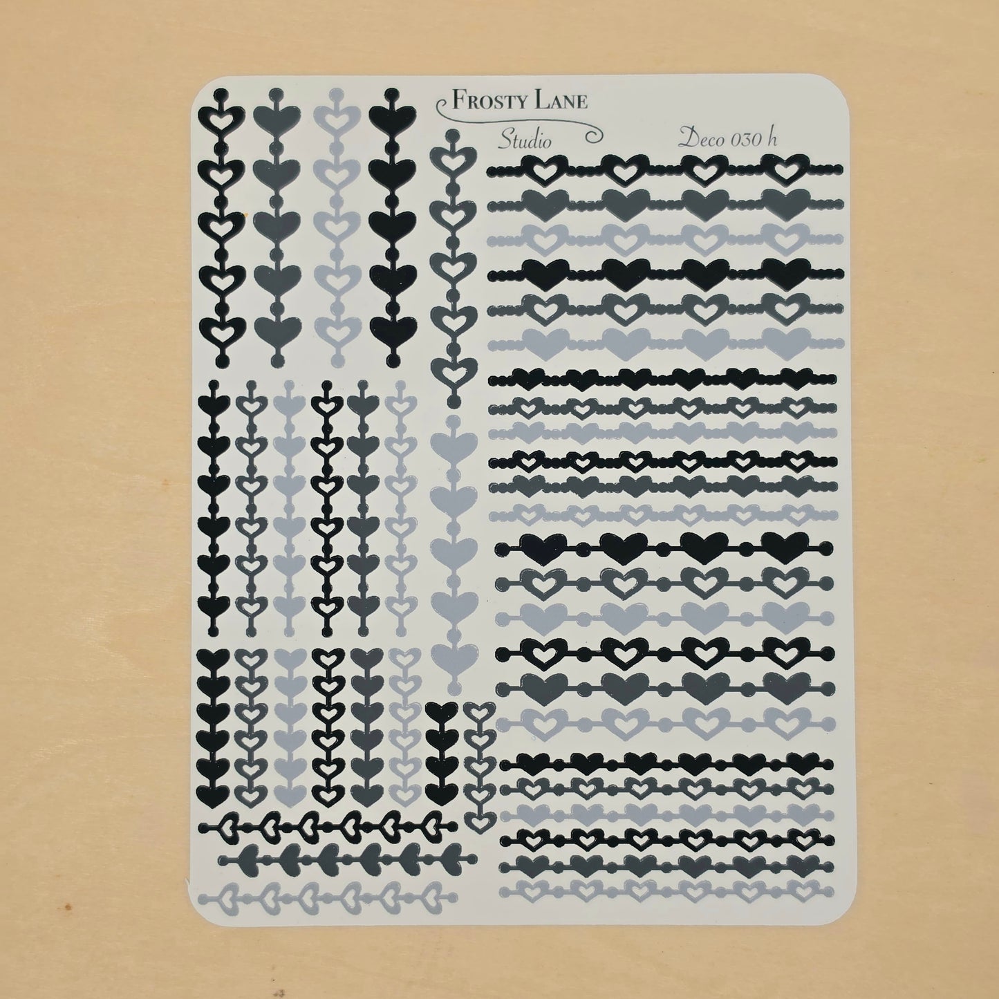 Deco030.h. Black Heart Chain Sticker Sheet