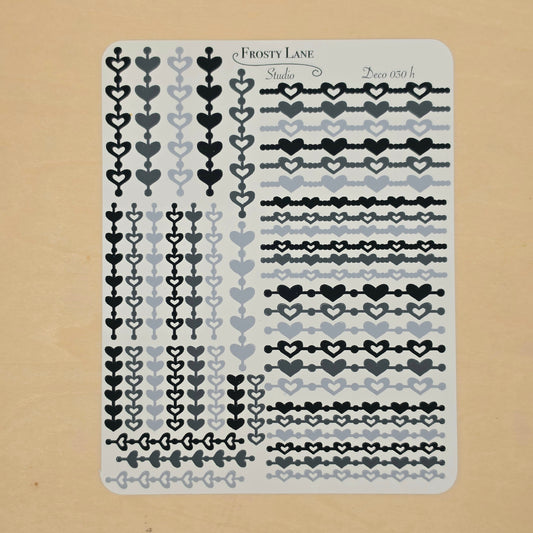 Deco030.h. Black Heart Chain Sticker Sheet
