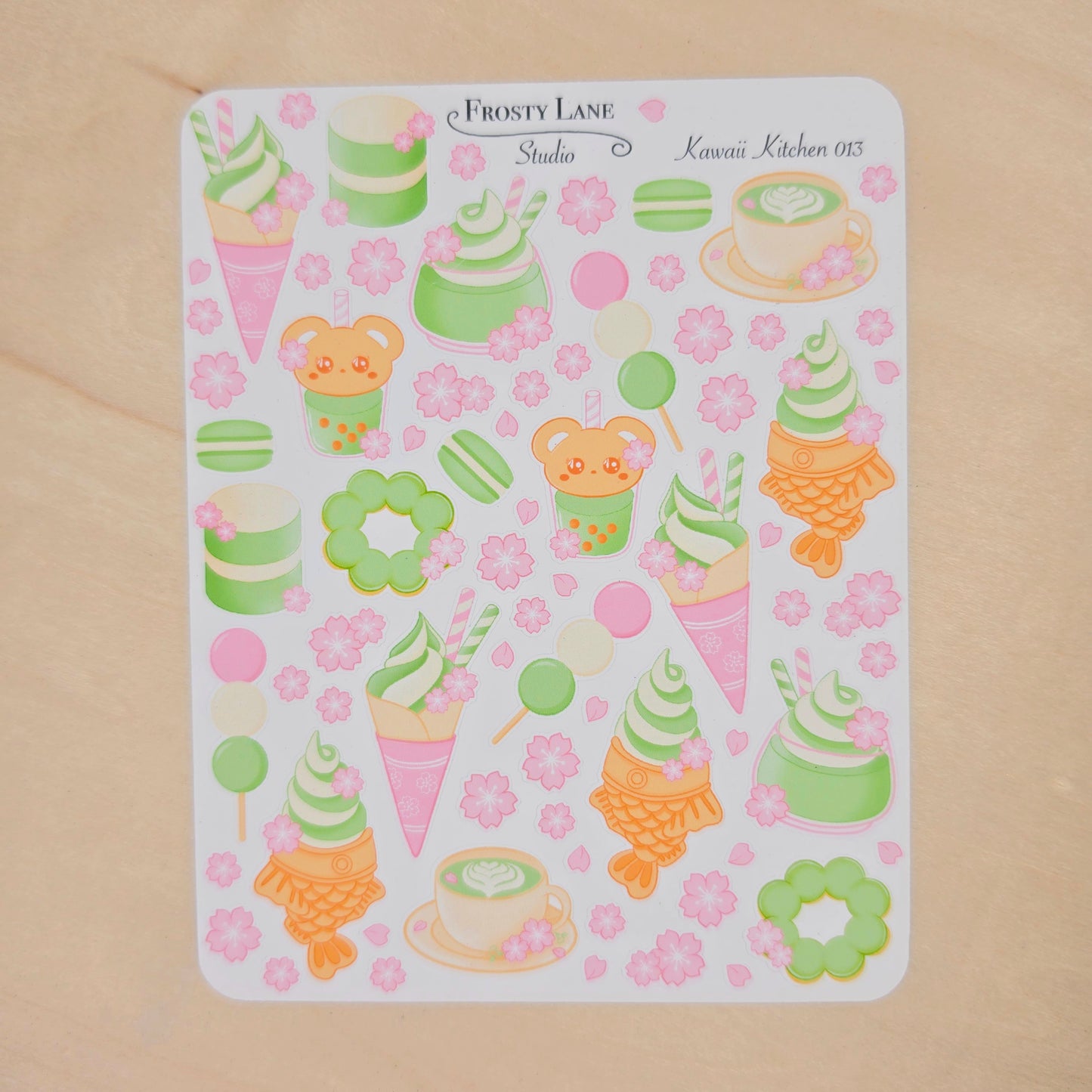 Kawaii Kitchen 013. Sakura Matcha Sticker Sheet