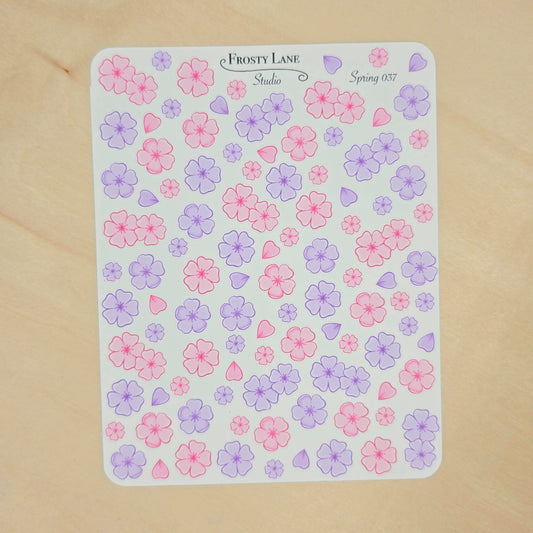 Spring037. Mini Pink Purple Blossom Sticker Sheet