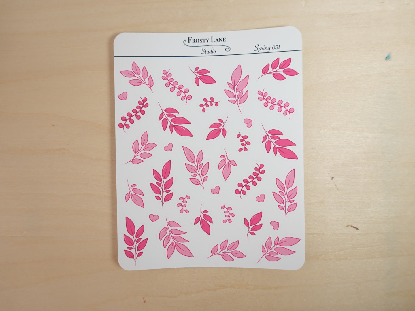 Spring031. Pink Leaves Sticker Sheet