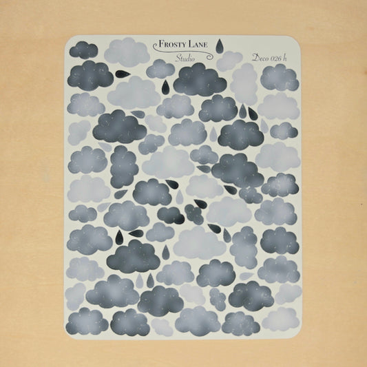 Deco026.h. Black/Grey Cloud Sticker Sheet