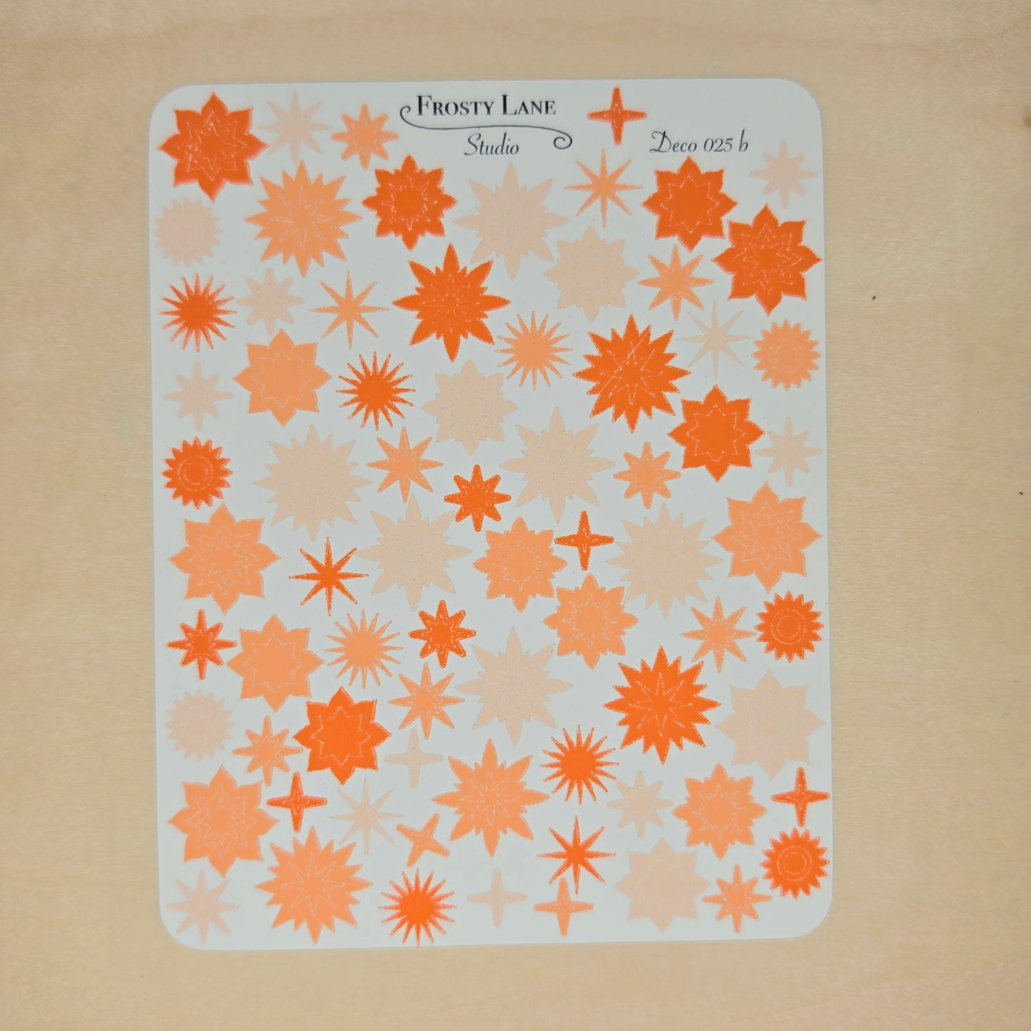 Deco025.b. Orange Sunburst Sticker Sheet