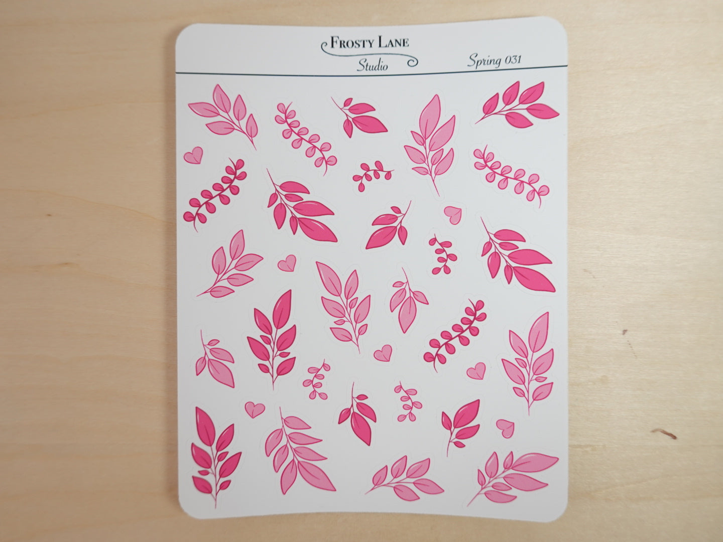 Spring031. Pink Leaves Sticker Sheet