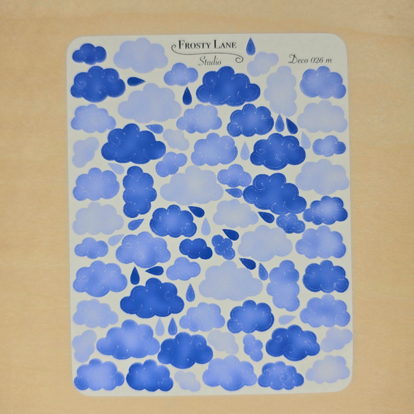 Deco026.m. Royal Blue Cloud Sticker Sheet
