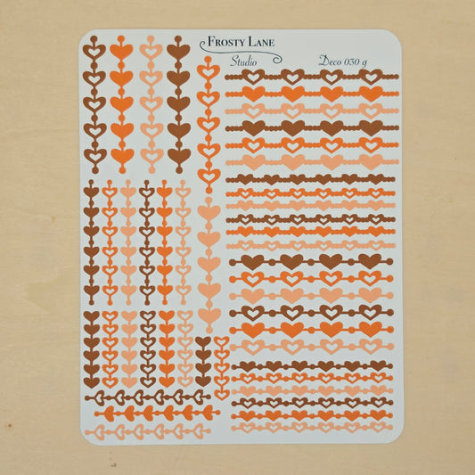Deco030.g. Brown Heart Chain Sticker Sheet