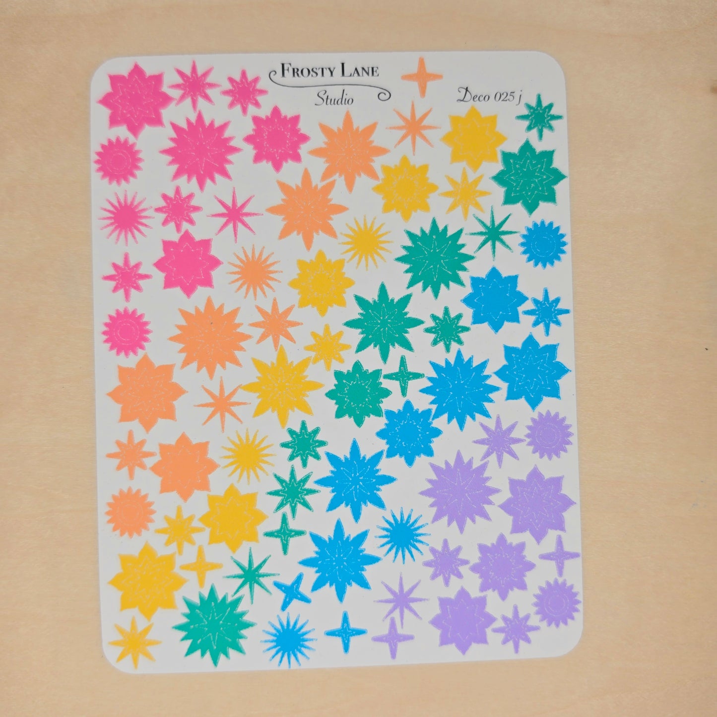 Deco025.j. Rainbow Sunburst Sticker Sheet
