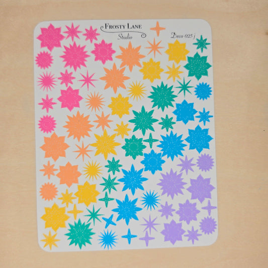 Deco025.j. Rainbow Sunburst Sticker Sheet