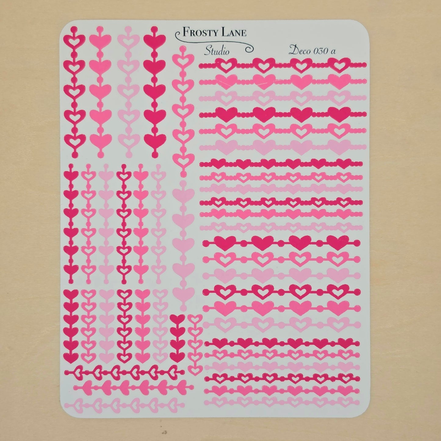 Deco030.a.Pink Heart Chain Sticker Sheet