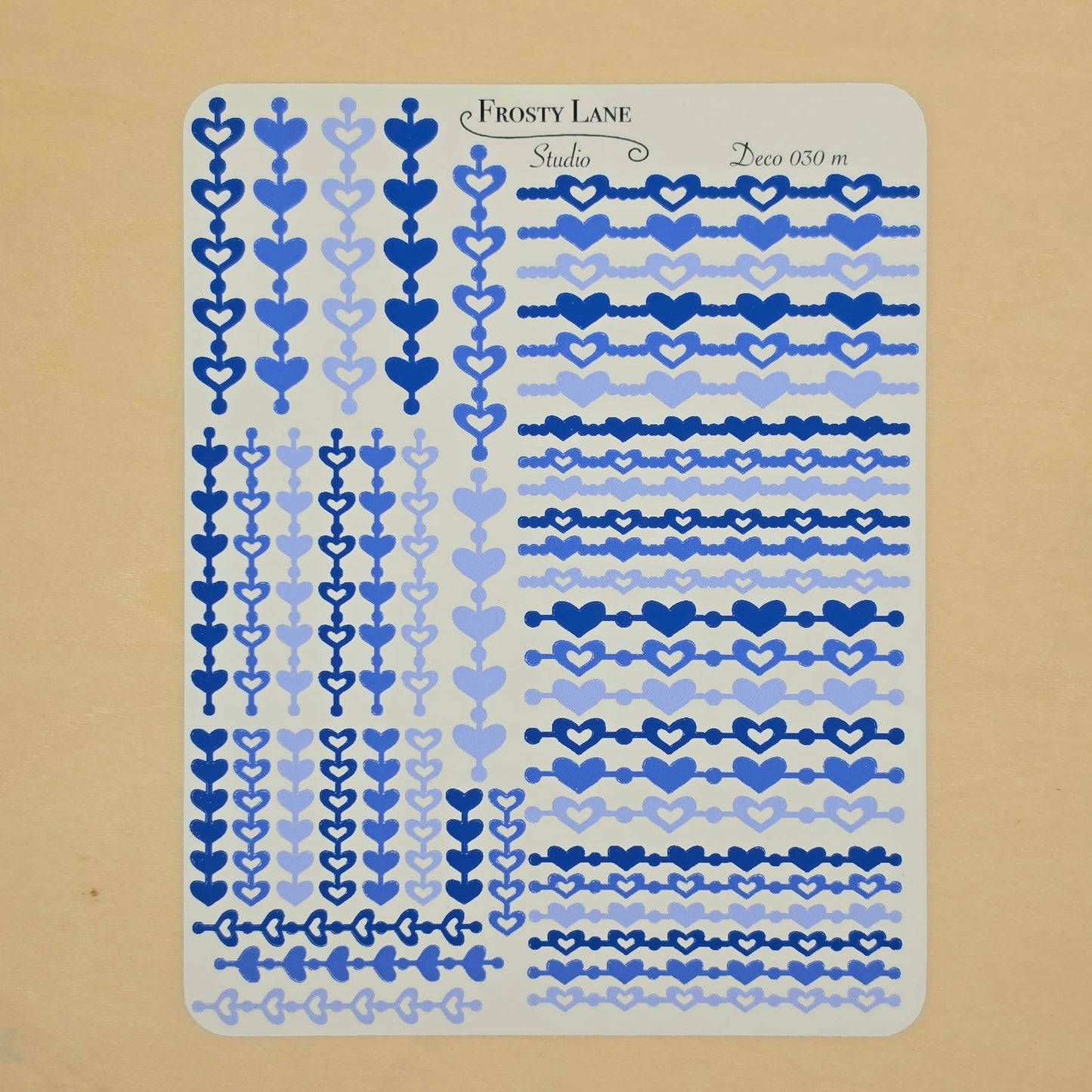 Deco030.m. Royal Blue Heart Chain Sticker Sheet