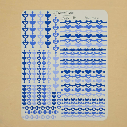 Deco030.m. Royal Blue Heart Chain Sticker Sheet
